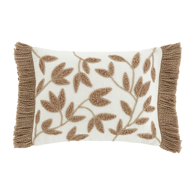 Tufted Sorrel Leaves Cotton Cushion, natural, CATHERINE LANSFIELD