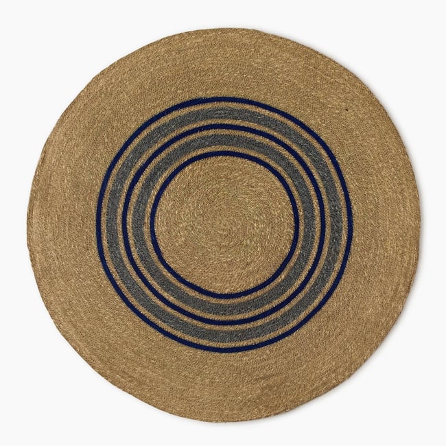 Tapis rond jute, diamètre 120cm, Couleur electrique <span itemprop=