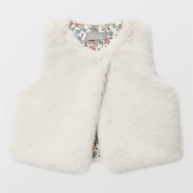 Gilet sans manches uni en imitation fourrure - BOUT'CHOU