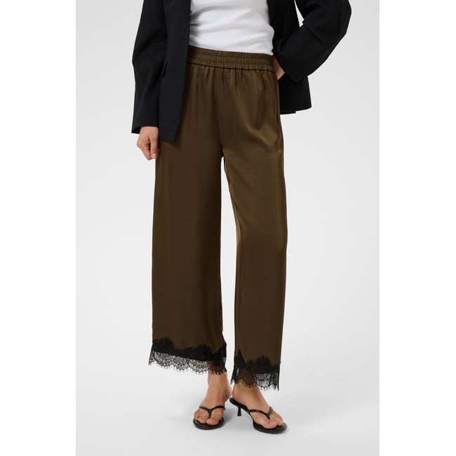 Pantalon casual marron noir seal borwn/black lace <span itemprop=