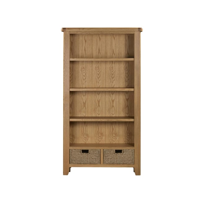 Bibliothèque chêne avec 2 paniers de rangement VALMONT Couleur bois naturel <span itemprop=