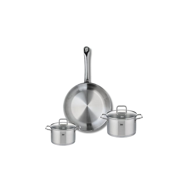 Batterie 1 poêle 24cm + 2 faitouts 12/14cm PROFI CITRIN gris <span itemprop=