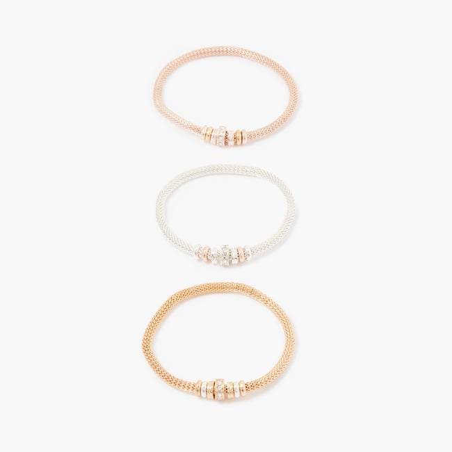 Set de 3 bracelets élastiques chaine argenté <span itemprop=