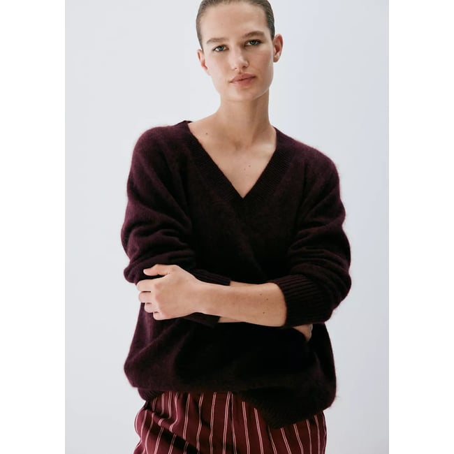 Pull pyjama 100 % cachemire bordeaux <span itemprop=