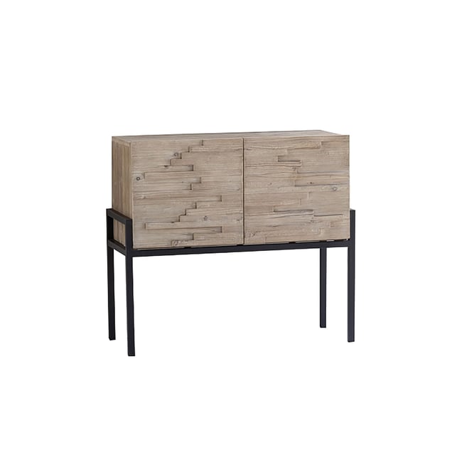 Buffet 2 portes en pin recyclé et pieds en métal Couleur beige <span itemprop=