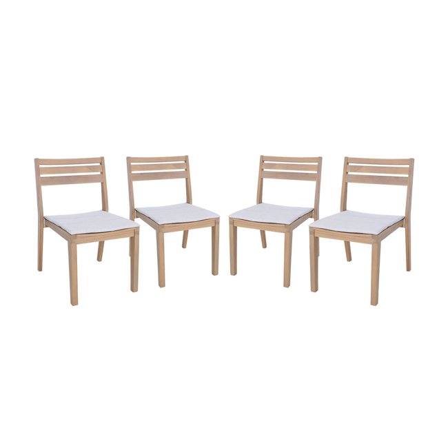 Chaise de jardin bois d'acacia (lot de 4) MERINA beige <span itemprop=