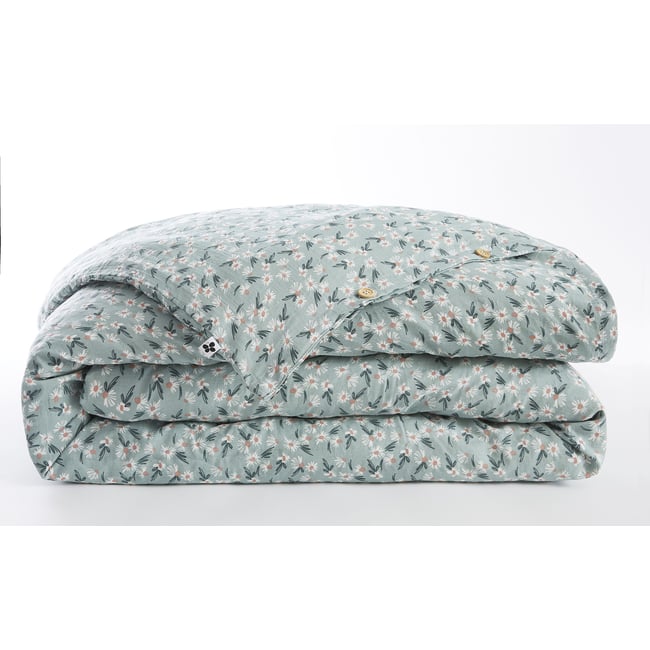 Housse de couette Gaze Coton Marguerite bleu <span itemprop=