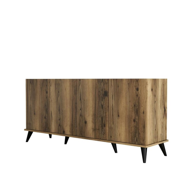 Buffet 4 portes à rebord haut UMEA Couleur noyer / marbre <span itemprop=
