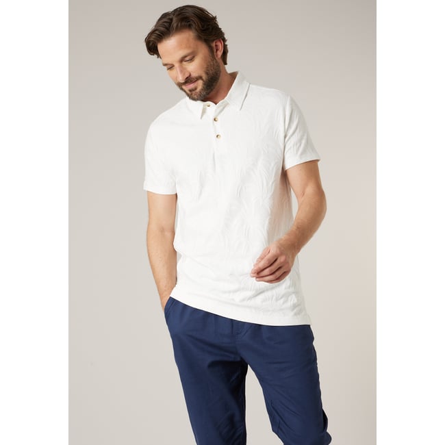 Polo homme en coton stretch RIVEREN natural <span itemprop=