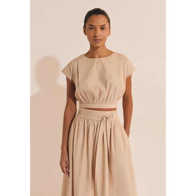 Top court en coton JULIA sable <span itemprop=