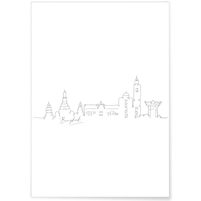 Affiche Line Art Bangkok Couleur blanc <span itemprop=