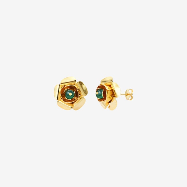 Boucles d'oreilles frida agate verte vert <span itemprop=