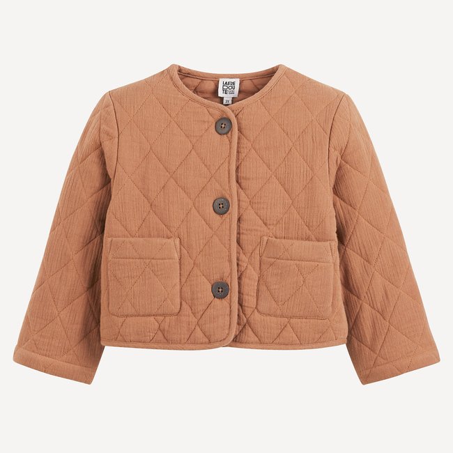 Steppjacke aus Baumwollgaze hellbraun <span itemprop=