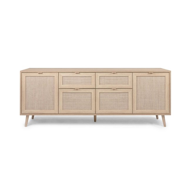 Buffet de salle à manger bohème 4 portes 2 tiroirs SONA Couleur bois naturel <span itemprop=