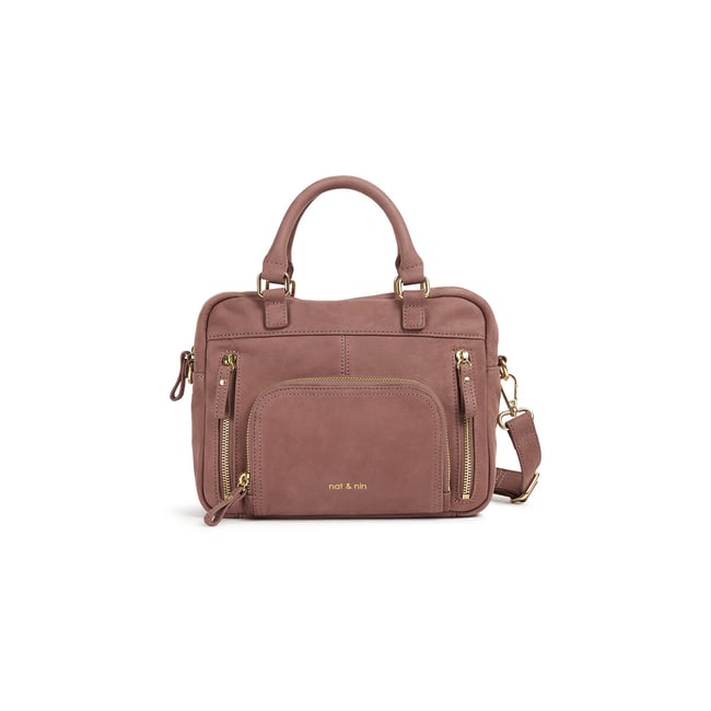 Sac à main en cuir grainé MINI MACY bois de rose <span itemprop=