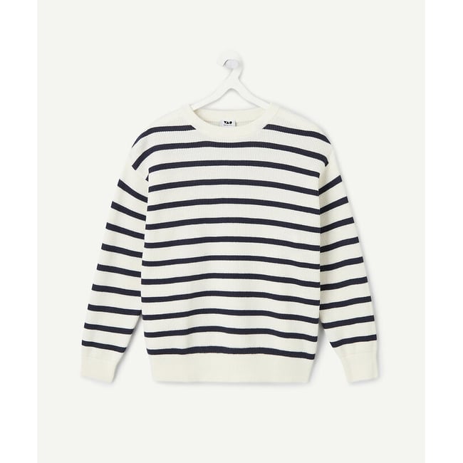 Pull rayé rayé bleu marine <span itemprop=