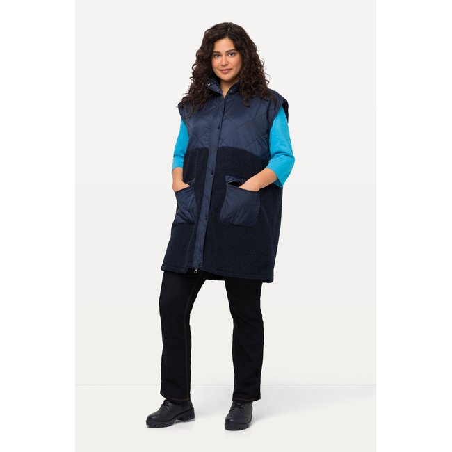 Veste en polaire bouclée à col montant et bleu nuit <span itemprop=