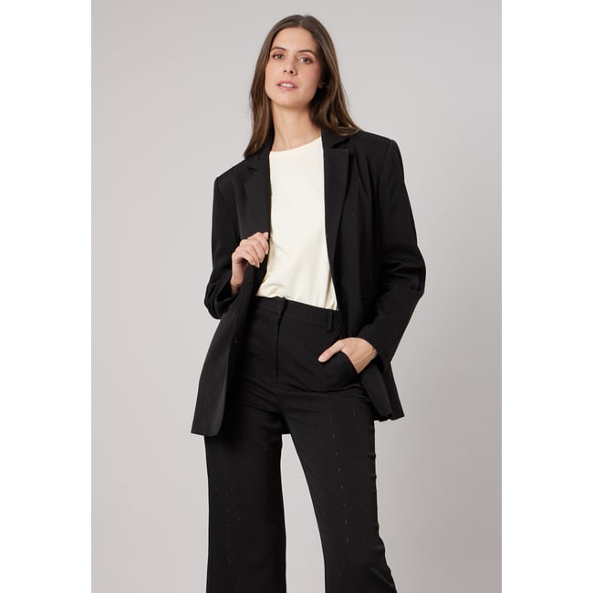 Veste tailleur femme droite à strass SAJARI black <span itemprop=