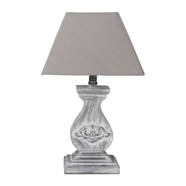 Lampe Base Rectangulaire En Bois Coloris Gris Couleur gris <span itemprop=