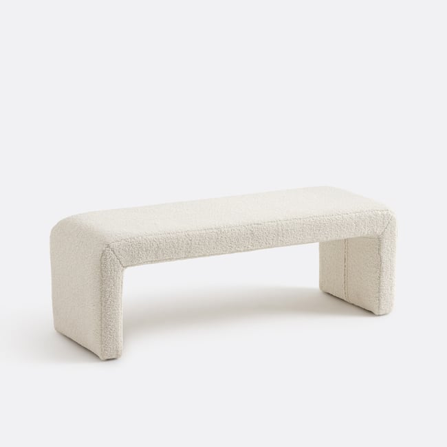 Banc bout de lit bouclette, Tory Couleur ecru <span itemprop=
