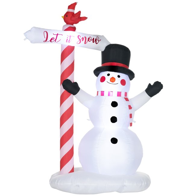 Bonhomme de neige gonflable 3 LED H. 213 cm polyester imperméable blanc Couleur blanc <span itemprop=