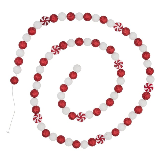 Guirlande polystyrène gourmande long 1,8m rouge et blanc Couleur multicolore <span itemprop=