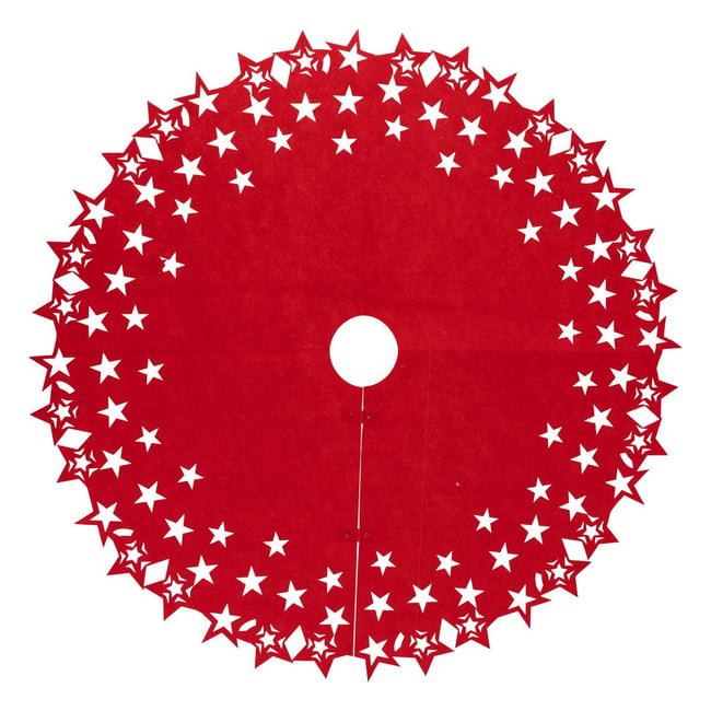 Tapis sapin toile feut D100cm Couleur rouge <span itemprop=