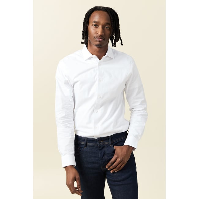Chemise manches longues blanc <span itemprop=