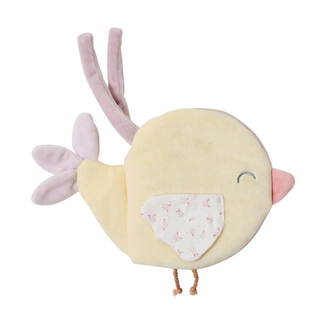 Livre d'éveil en tissu Alice et Pomme jaune, blanc, rose <span itemprop=