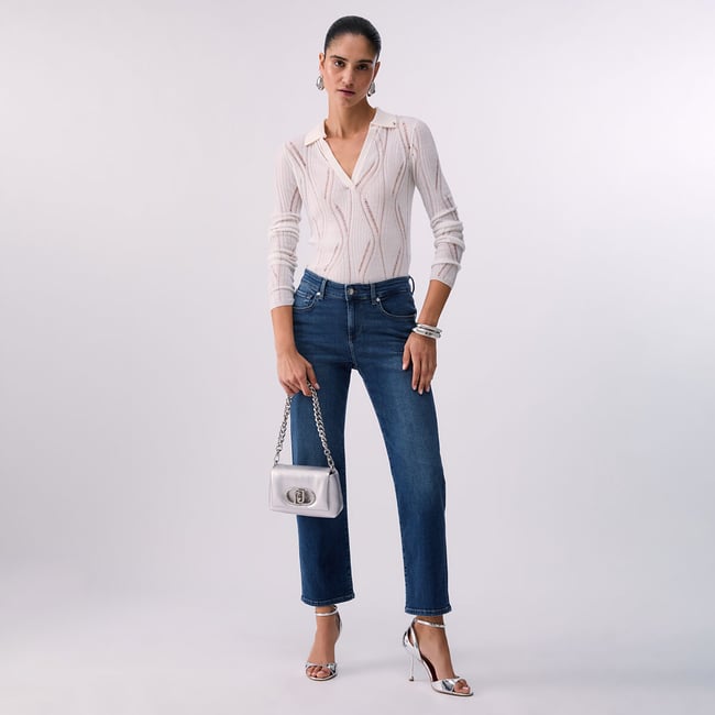 Jean loose à taille basse denim bleu foncé <span itemprop=