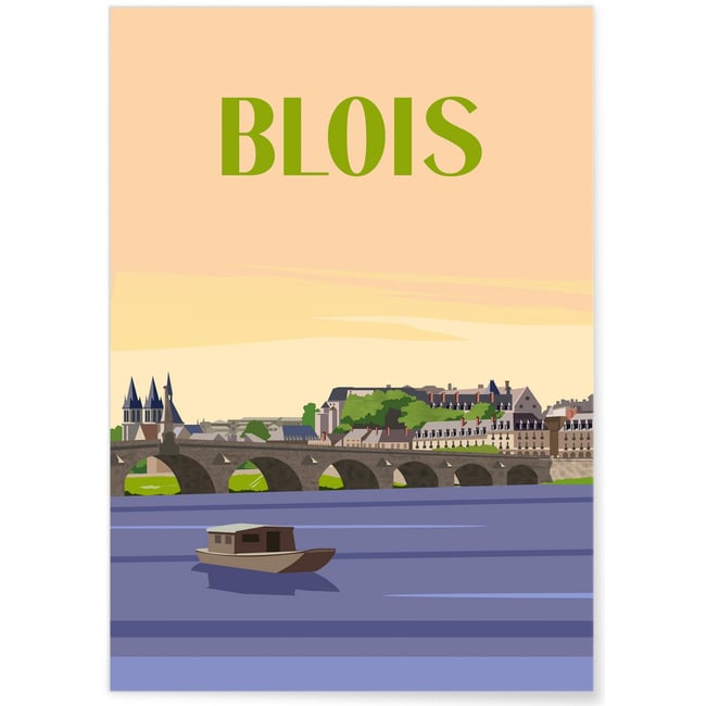 Affiche ville de Blois Couleur blanc <span itemprop=