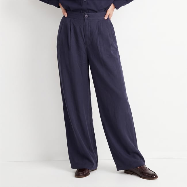Pantalon taille haute à plis devant et jambe fluide ORENA - ARTLOVE