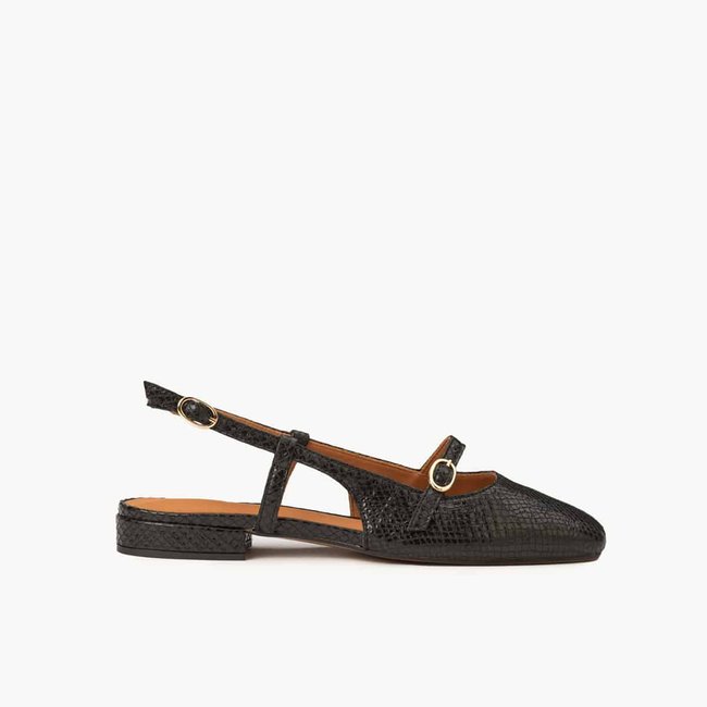 Babies cuir effet python BERTILLE noir <span itemprop=