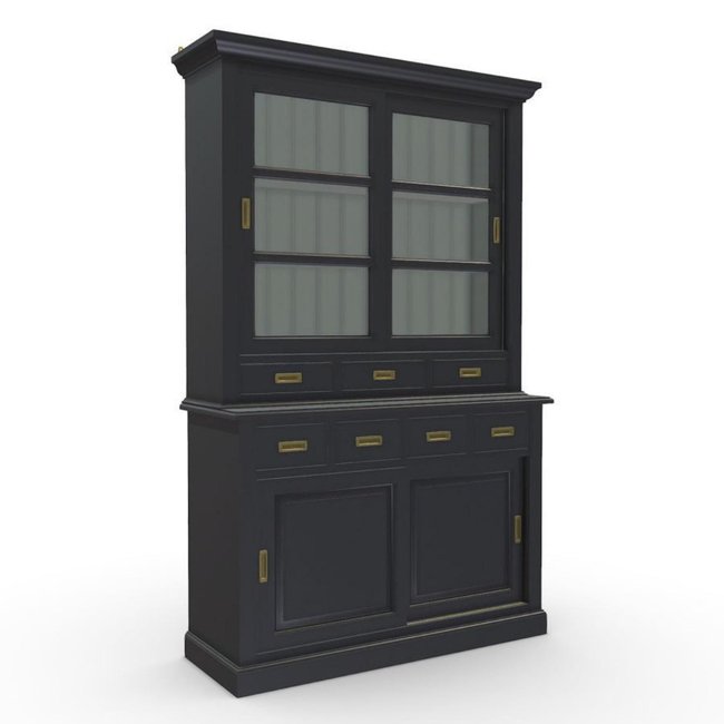 Buffet 2 portes vitrées - RHODE ISLAND Couleur gris <span itemprop=