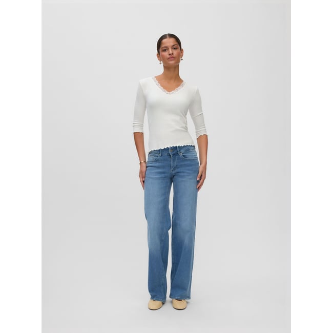 Jean À Coupe Large light blue denim <span itemprop=