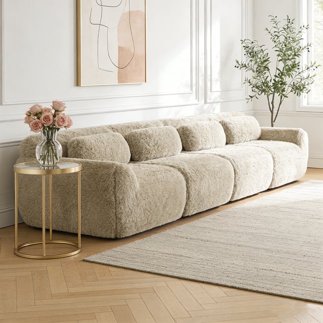 Canapé droit 4 places design moderne, WIND - MEUBLES COSY