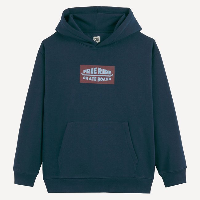 Kapuzen-Sweatshirt aus Fleece, mit Aufschrift auf der Vorder- und Rückseite marine <span itemprop=
