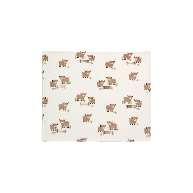 Jeté de lit en polaire à motif vache hamish naturel <span itemprop=