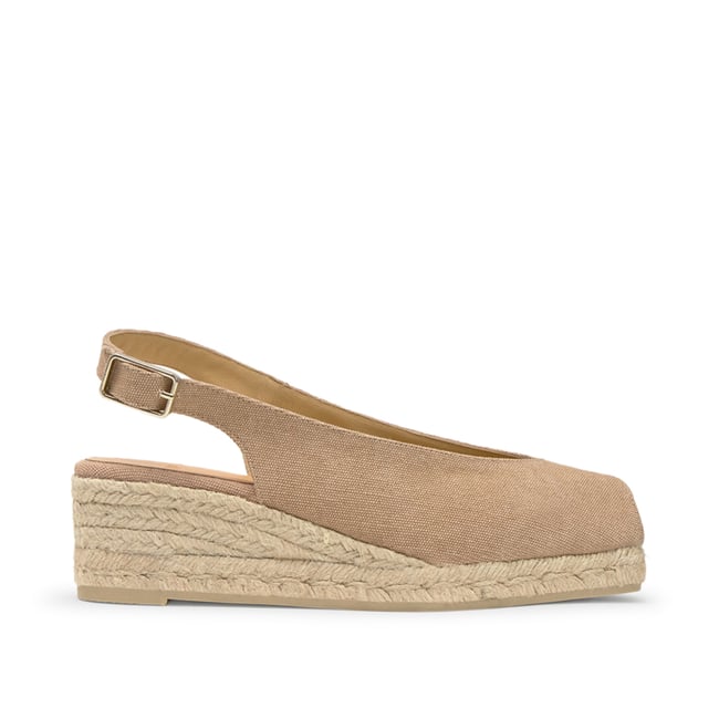 Espadrilles compensées à bout carré ouvert DOSALIA PLATFORM sable <span itemprop=