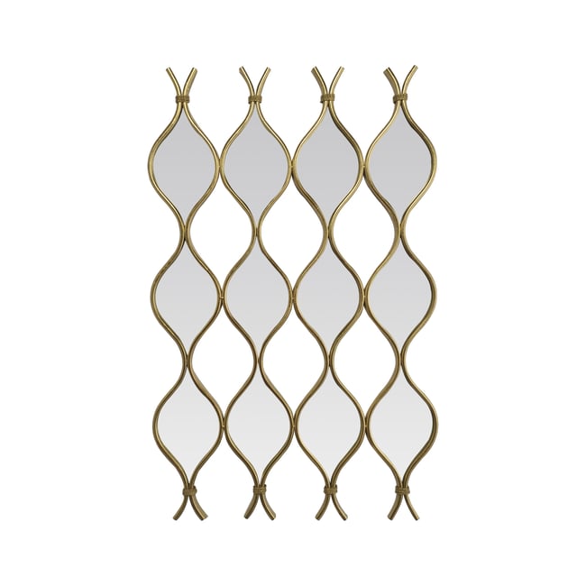 Miroir zig zag en 4 parties métal 96,5x62cm Couleur or <span itemprop=