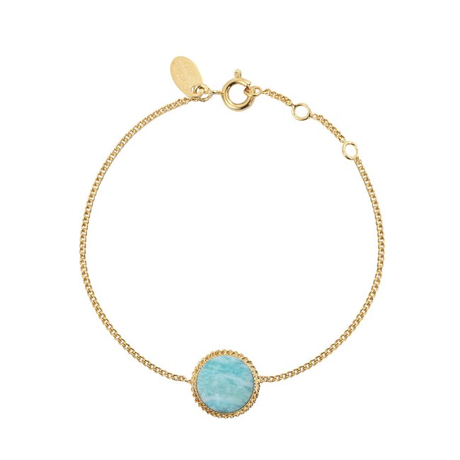 Bracelet amazonite doré - lady bleu <span itemprop=
