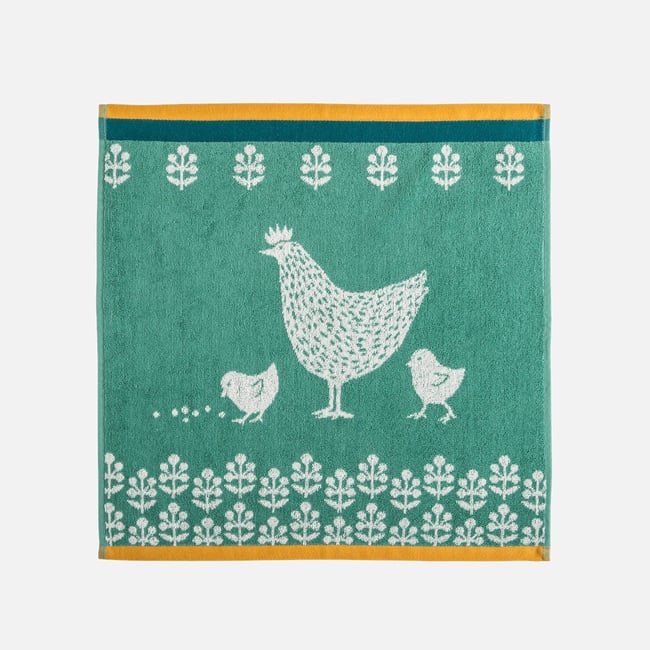 Essuie-mains éponge jacquard COCOTTE vert <span itemprop=