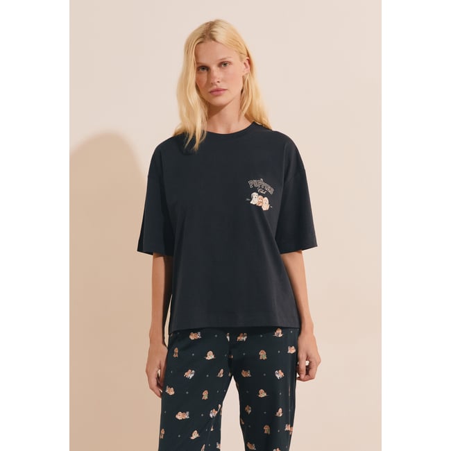 T-shirt à motif chien en coton RUPERT encre <span itemprop=