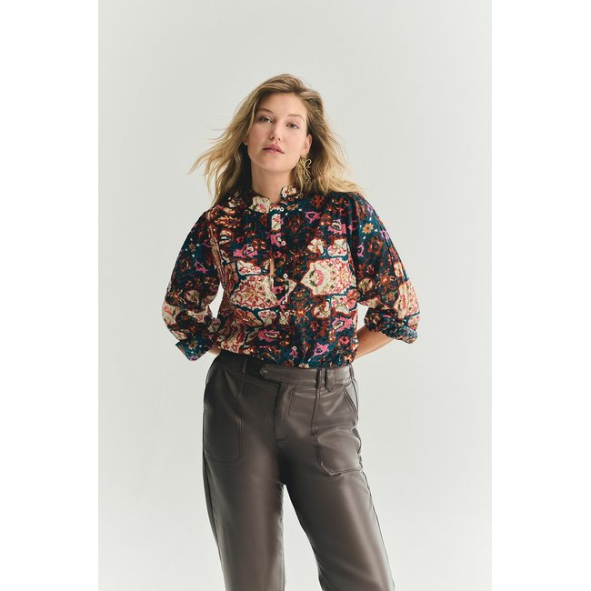 Amanda Printed Blouse, black print/red, ALMÉ