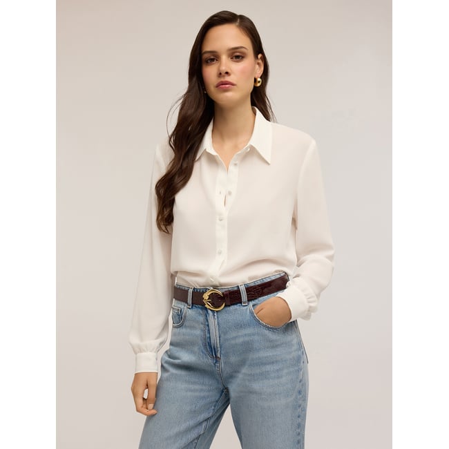 Chemise avec boutons doublés blanc <span itemprop=