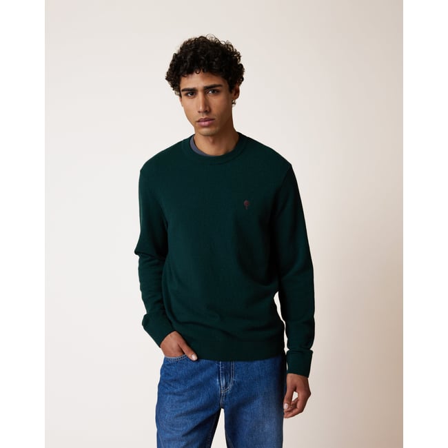 Pull en maille vert foncé <span itemprop=