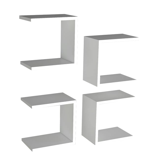 Etagère murale forme U (lot de 4) MARFA Couleur blanc <span itemprop=