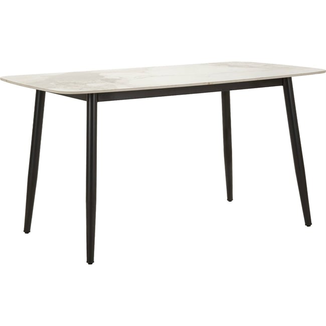 Table à manger céramique pieds en métal MODERN Couleur noir et blanc effet marbre <span itemprop=