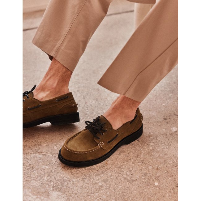 Chaussures Bateau BENO suède kaki <span itemprop=
