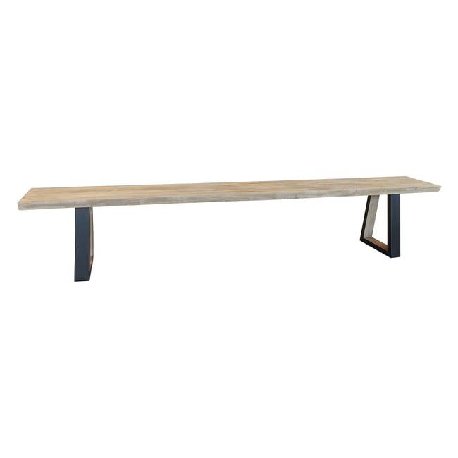 Lot de 2 bancs en bois d'acacia, HERA Couleur naturel-noir <span itemprop=